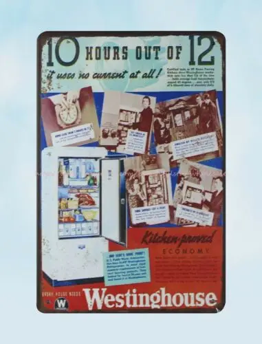 1940s Westinghouse Refrigerators metal tin sign home furnishings