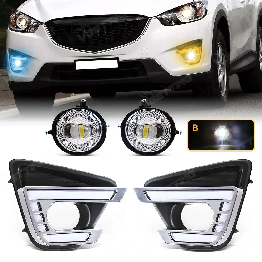 Pour Mazda CX5 CX-5 2015 2016 DRL Led Feux Diurnes Clignotant Antibrouillard Étanche Blanc Jaune Bleu Accessoires De Voiture 12V