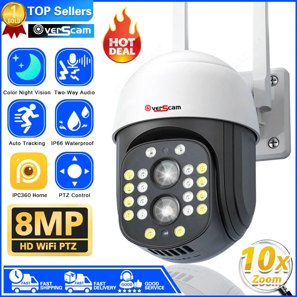 

4K 8MP PTZ WIFI Camera Dual Lens 10X Zoom IP Camera Outdoor Auto Tracking Security Protection CCTV Surveillance Camera IPC360