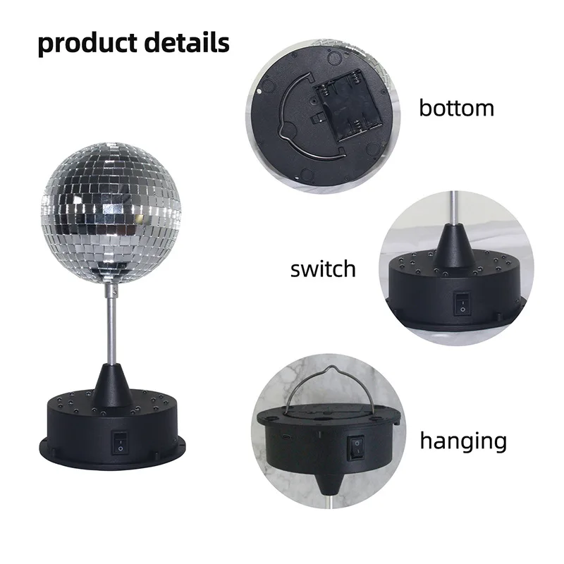 5 Inch Disco Mirror Ball Flexible LED Light Auto-rotate Dancing Family Party Light