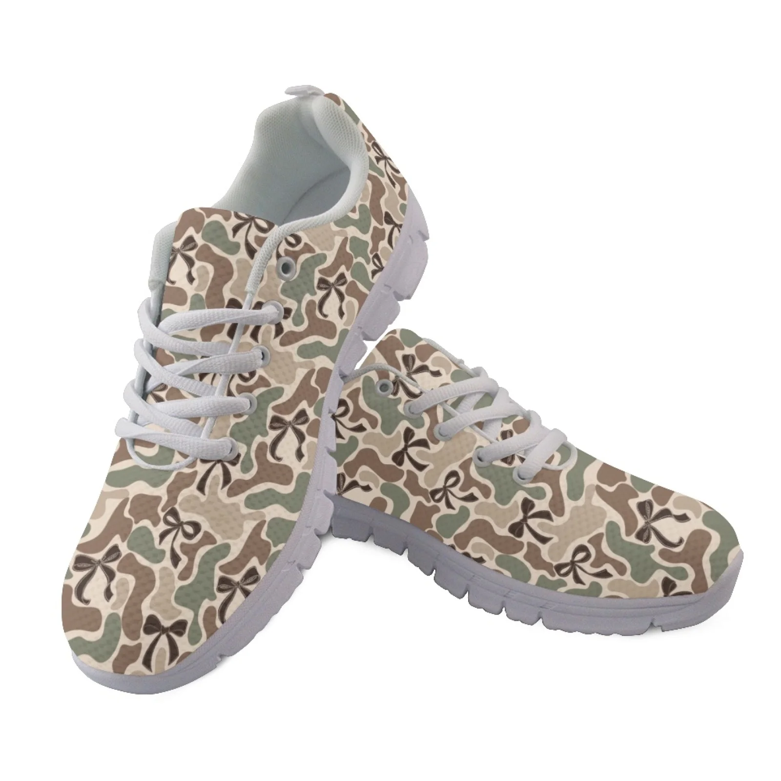 Coloranimal Ribbon Camo Pattern Women Breathable Fitness Footwear for Work Leisure Tennis Shoe for Outdoor