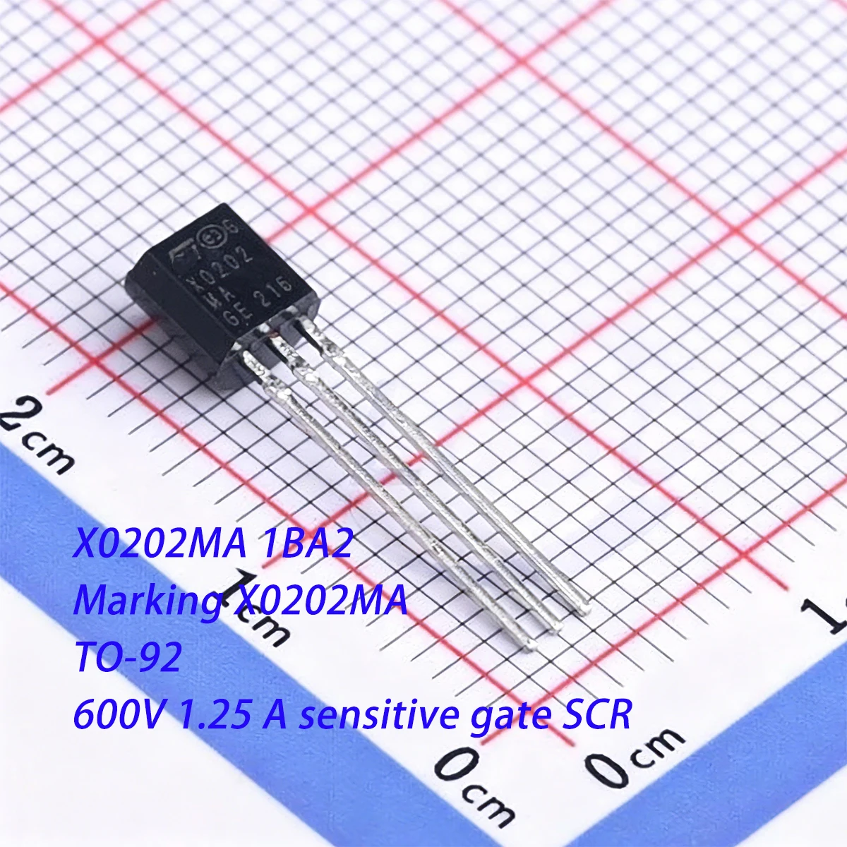 20PCS X0202MA 1BA2 Marking X0202MA TO-92-3 600V 1.25A 5mA 200uA 800mV 200mW NEW original Thyristor sensitive gate SCR X0202MA