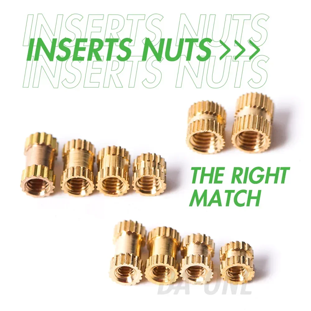 Brass Heat Set Insert Nut Hot Melt Nuts insert Thread Knurled Embedment Copper Nut Assortment Kit for Attach 3D Prints M2-M6