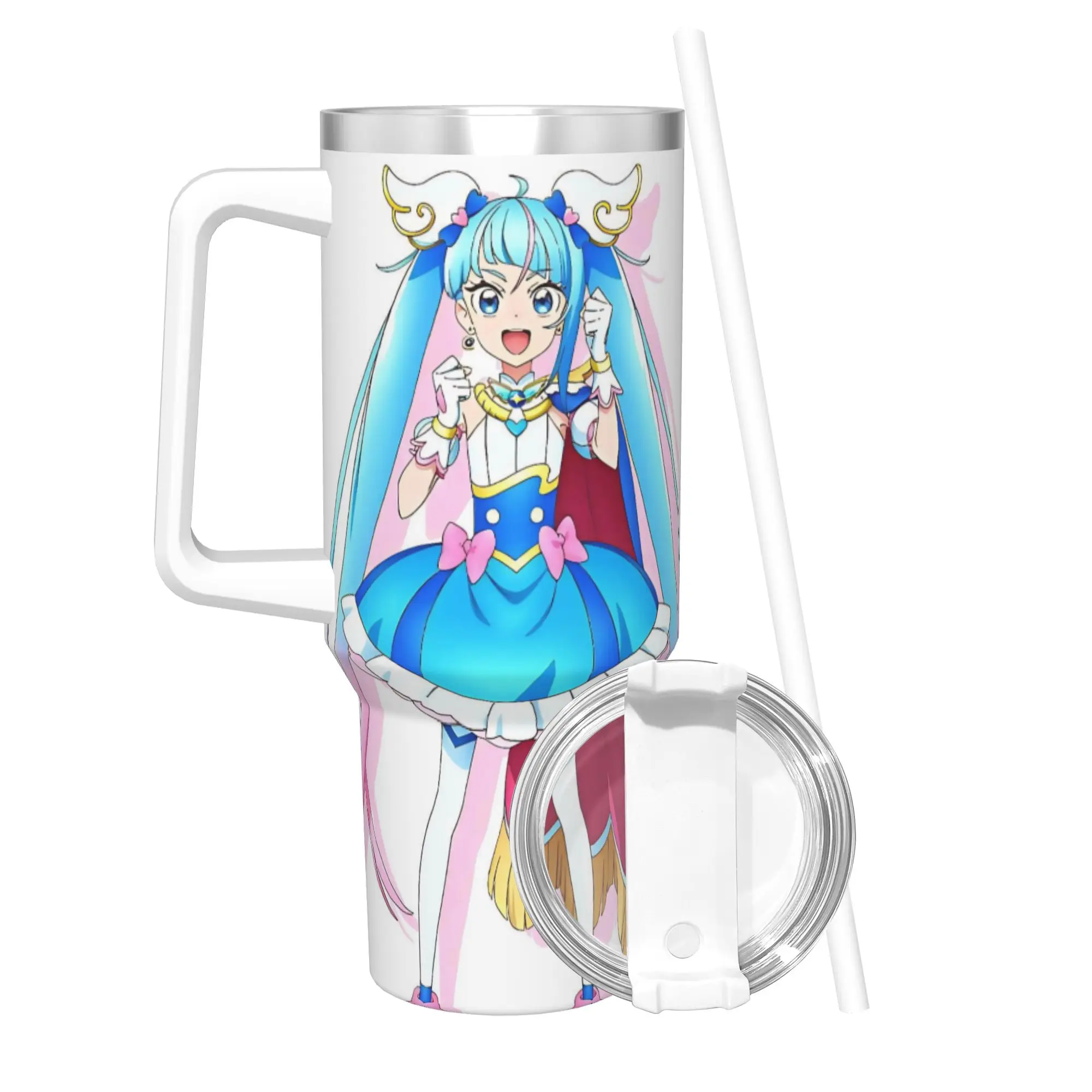 Soaring Sky Pretty Cure Tumbler With Straw  Stainless Steel Travel Mug Double Wall Vacuum Insulated for Cold Or Hot 40oz