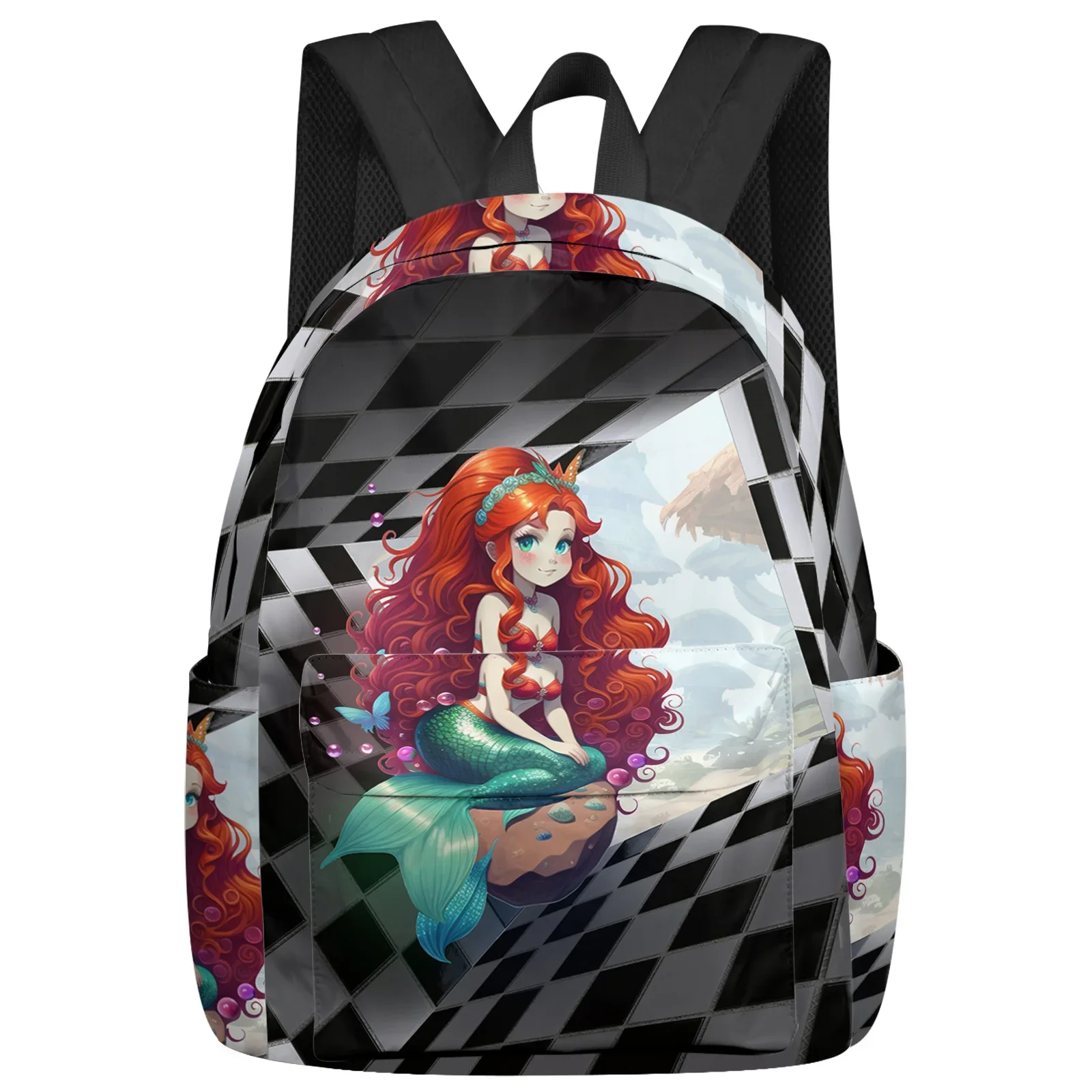 

Mermaid 3D Space Plaid Butterfly Hair Women Man Backpacks Waterproof School Backpack For Student Boys Girls Laptop Bags Mochilas