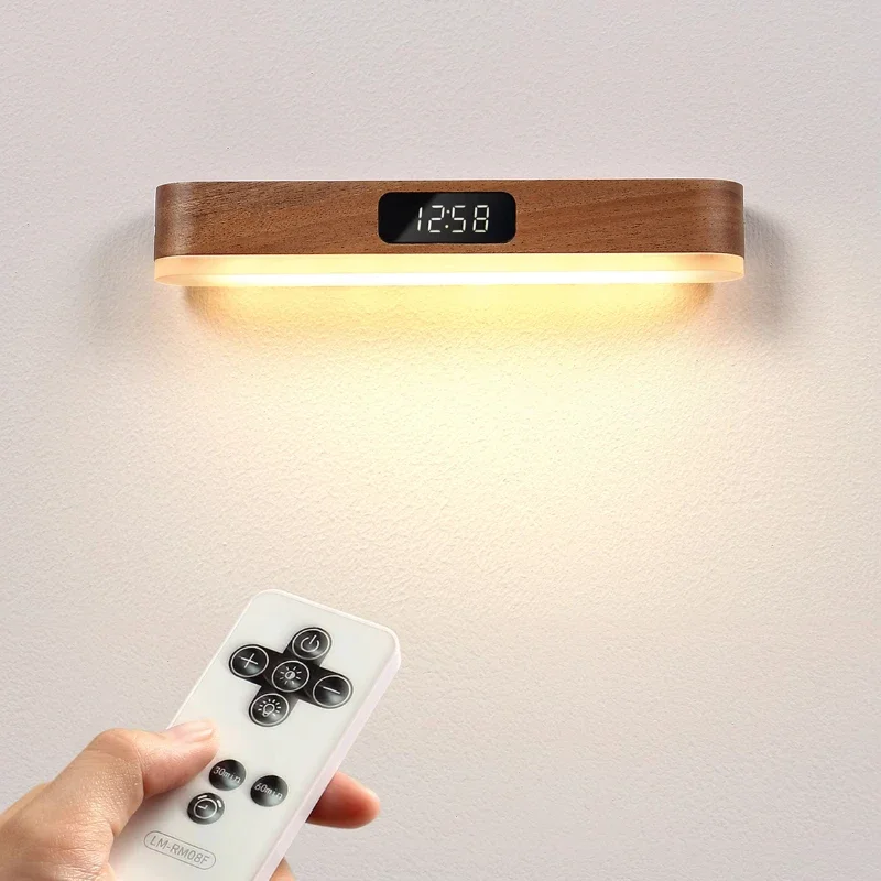 Para Nouveau LED magnétique moderno mur LED horloge lumière-télécommande ajustable, recargable por USB, soporte magnético para la m