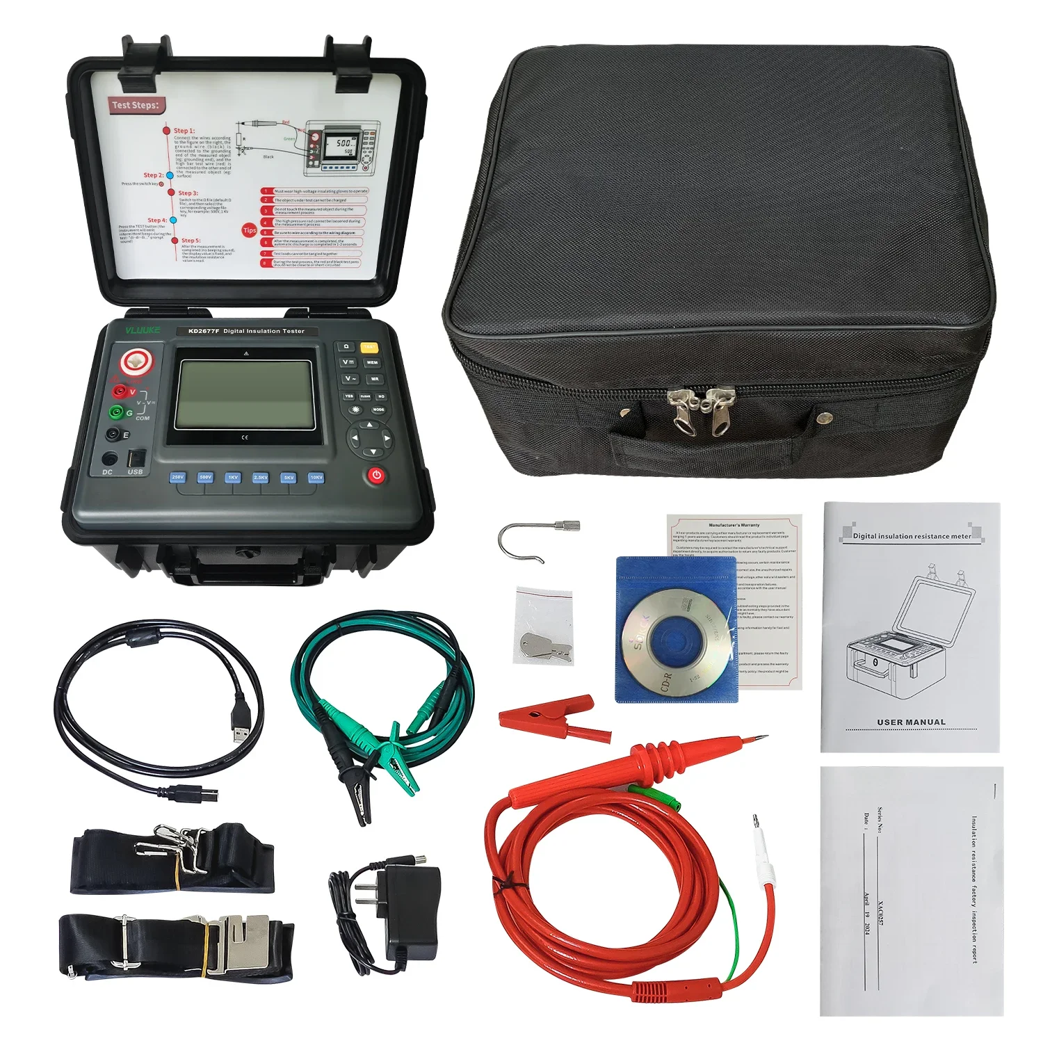 VLUUKE 10kV digitale isolatieweerstandstester Megohmmeter Hoogspanningsisolatieweerstandsmeter