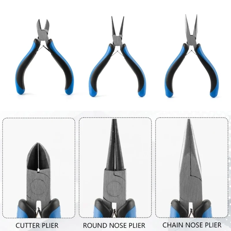 3 Pack Jewelry Pliers Repairing Accessories Jewelry Making Tool Chain Nose Pliers Steel Texture Suitable for Crafting