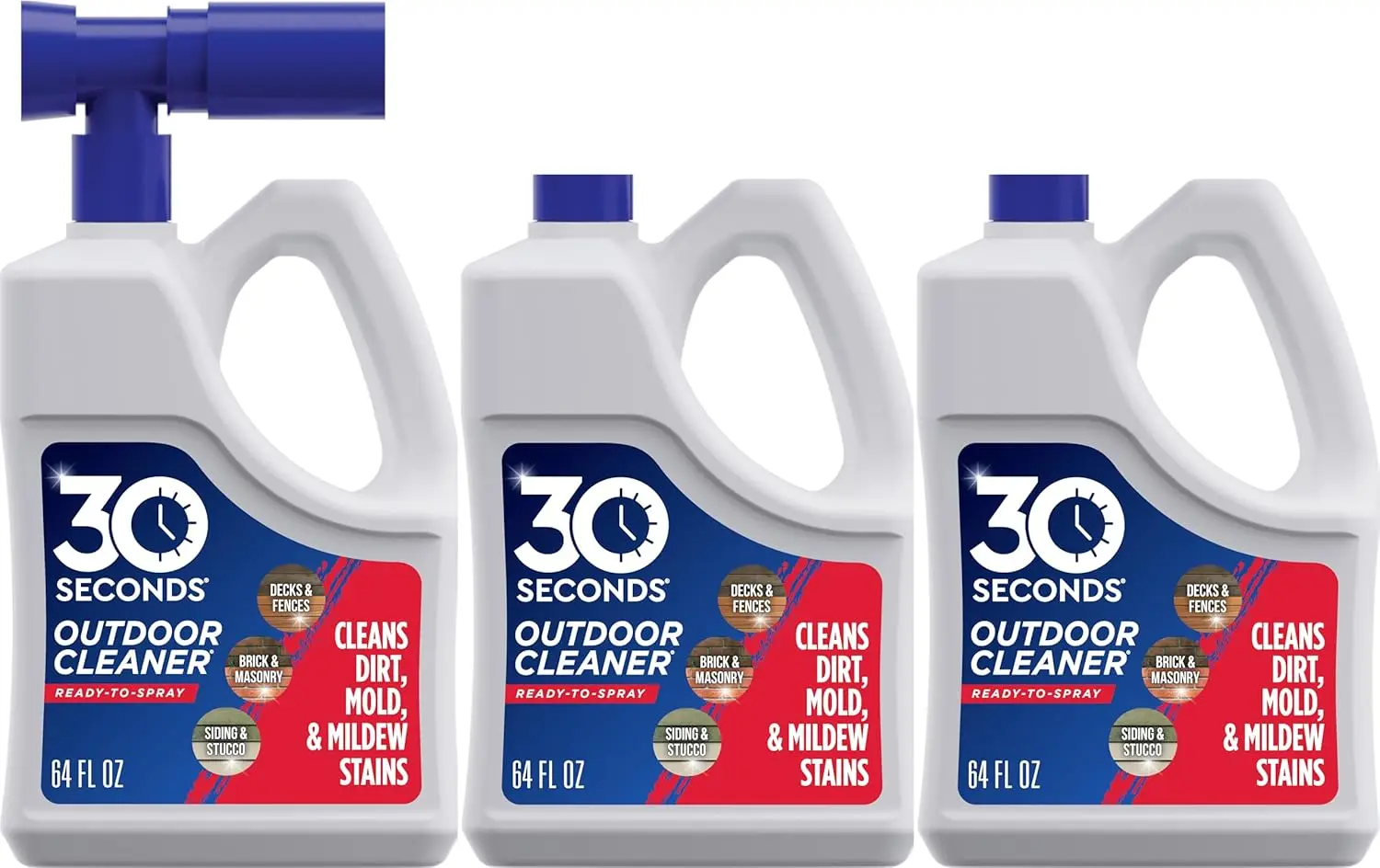 

Outdoor Cleaner for Moss & Algae Stains on Decks, Siding, Fences - 3 Bottles with Sprayer (64 Fl Oz Each)