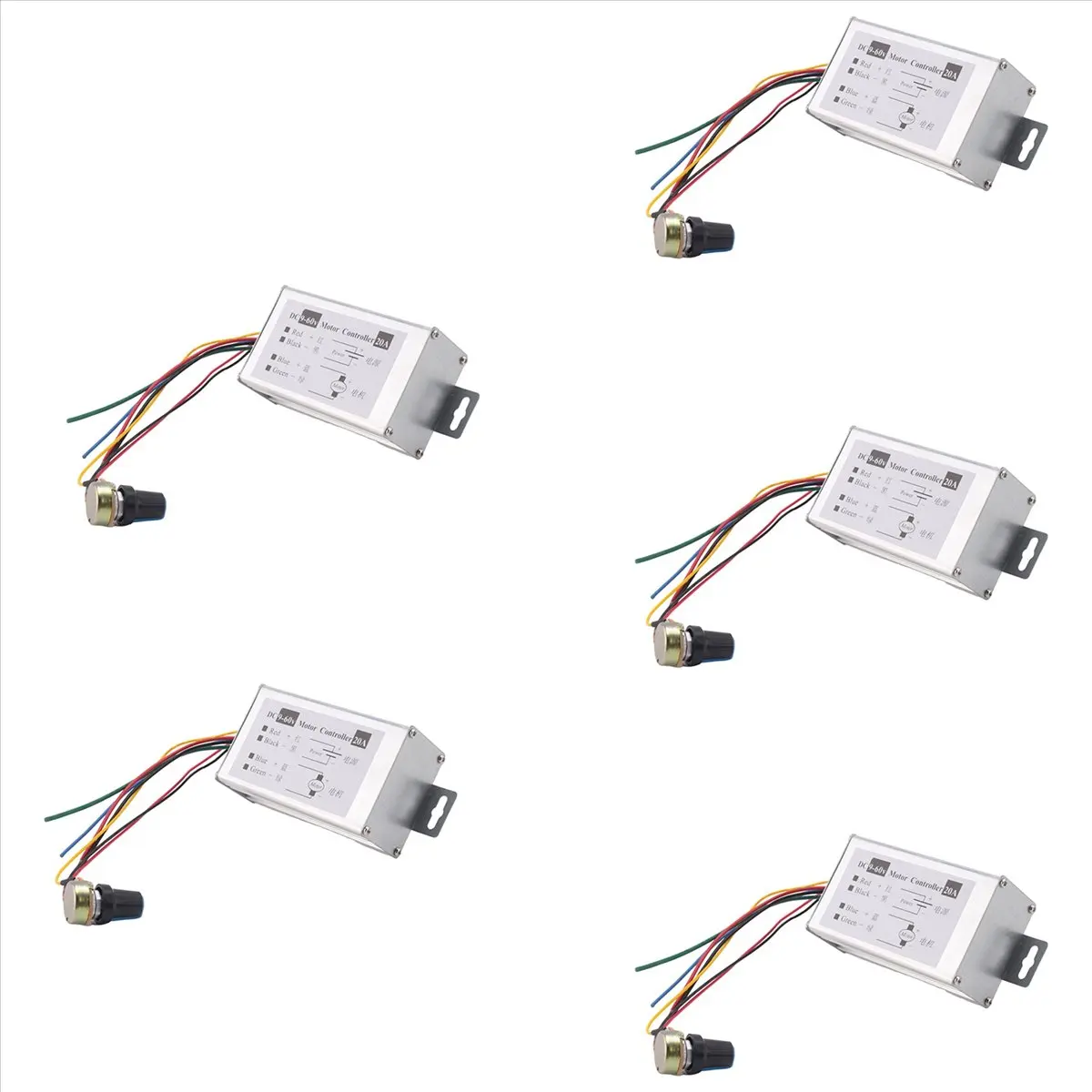 WSFS 5X Motor Speed Controller DC9V 12V 24V 48V 60V 20A PWM Motor Speed Controller Regulator Driver 0-1200W Adjustable