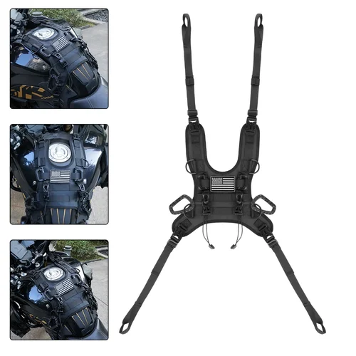 Imagen 2 del producto Bolsa de tanque de combustible para motocicleta, chaleco Base, bolsas de tanque portátiles para motocicleta, Kit de montaje para paquete de tanque de combustible Universal para motocicleta todoterreno