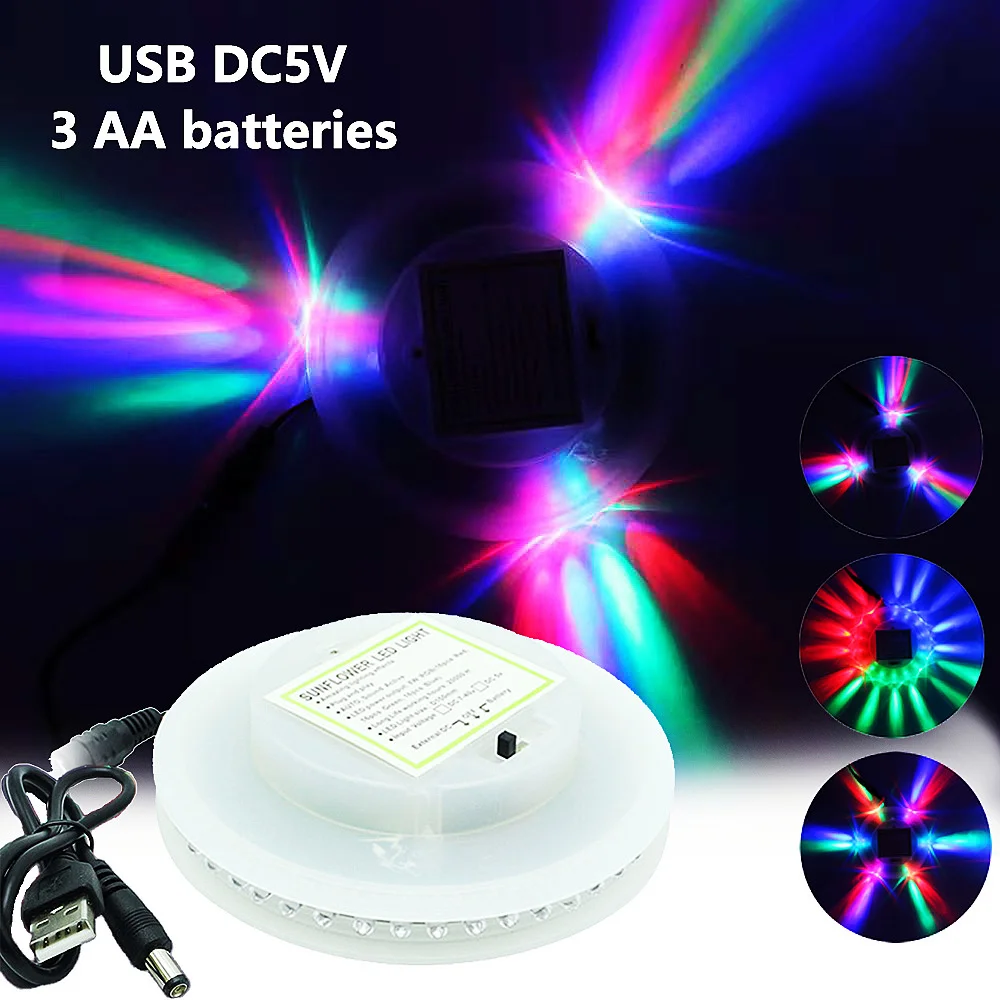 Colorful UFO Stage Light, USB, Battery, Auto Sound Activated, Stage Effect Lamp for KTV, Bar, Club, Disco Dancing, 8W, 48 LEDs