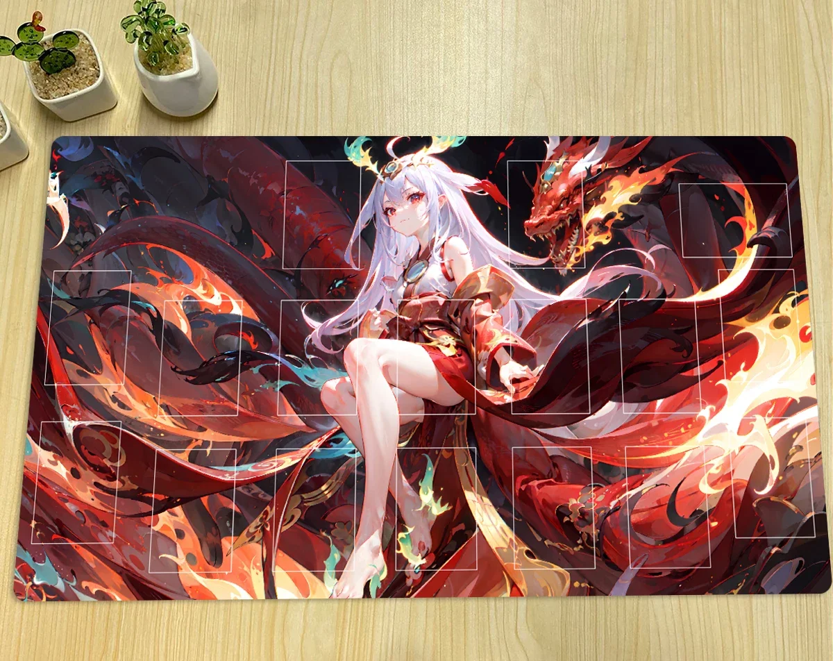 YuGiOh Playmat Kurikara Divincarnate Mat TCG CCG Board Game Mat Trading Card Game Mat Custom Anime Mouse Pad Rubber Zones & Bag