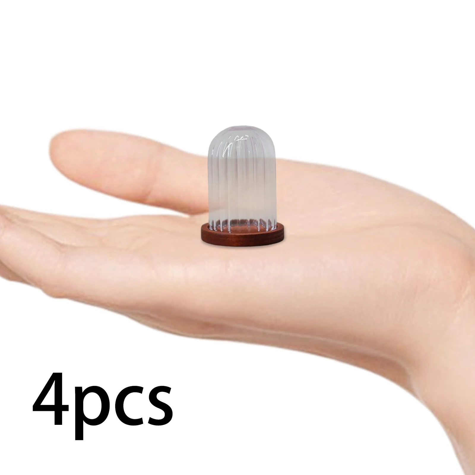 4Pcs Mini Glass Cloche Dome, Container W/ Base Terrarium DIY Glass Display Domes for Decoration Tabletop Garden Wedding Office