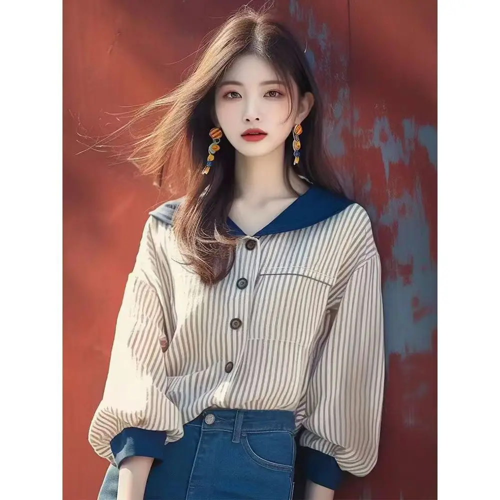 

Long Sleeve Shirts Womens Cotton Plaid Oversized Tops Button Front Vintage Preppy Feminine Casual Minimalist Retro Autumn