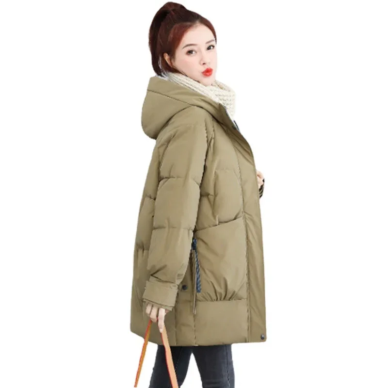 Women's Parkas Coat Casual New Korean Loose and Thick Cotton Jacket Regular Zipper Women Clothing Autumn Winter White S-XXL