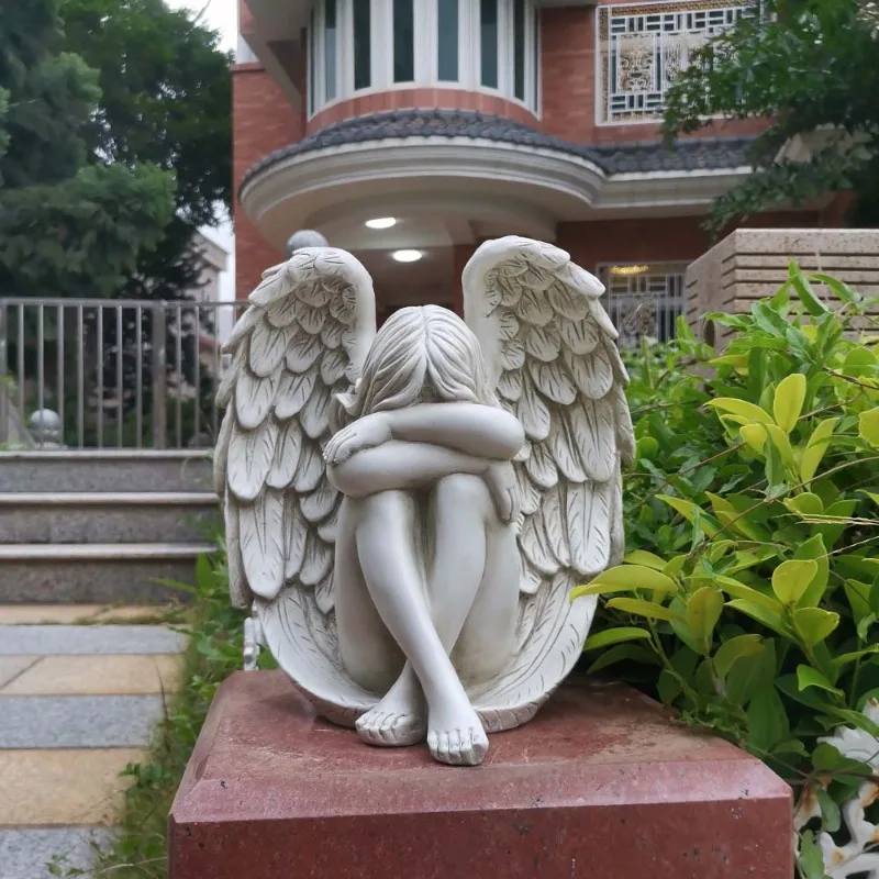 Décoration de jardin en résine vintage - Sculpture de fille Ange de rédemption - Décor pratique de maison et de cour pour jardin et cour