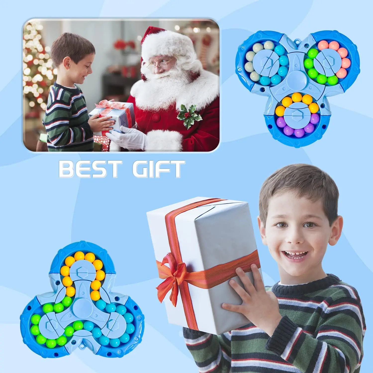 Rotating Magical Bean Cube Fingertip Toy Children Puzzles Creative Education Interactive Game Fidget Spinners Stress Relief Toys