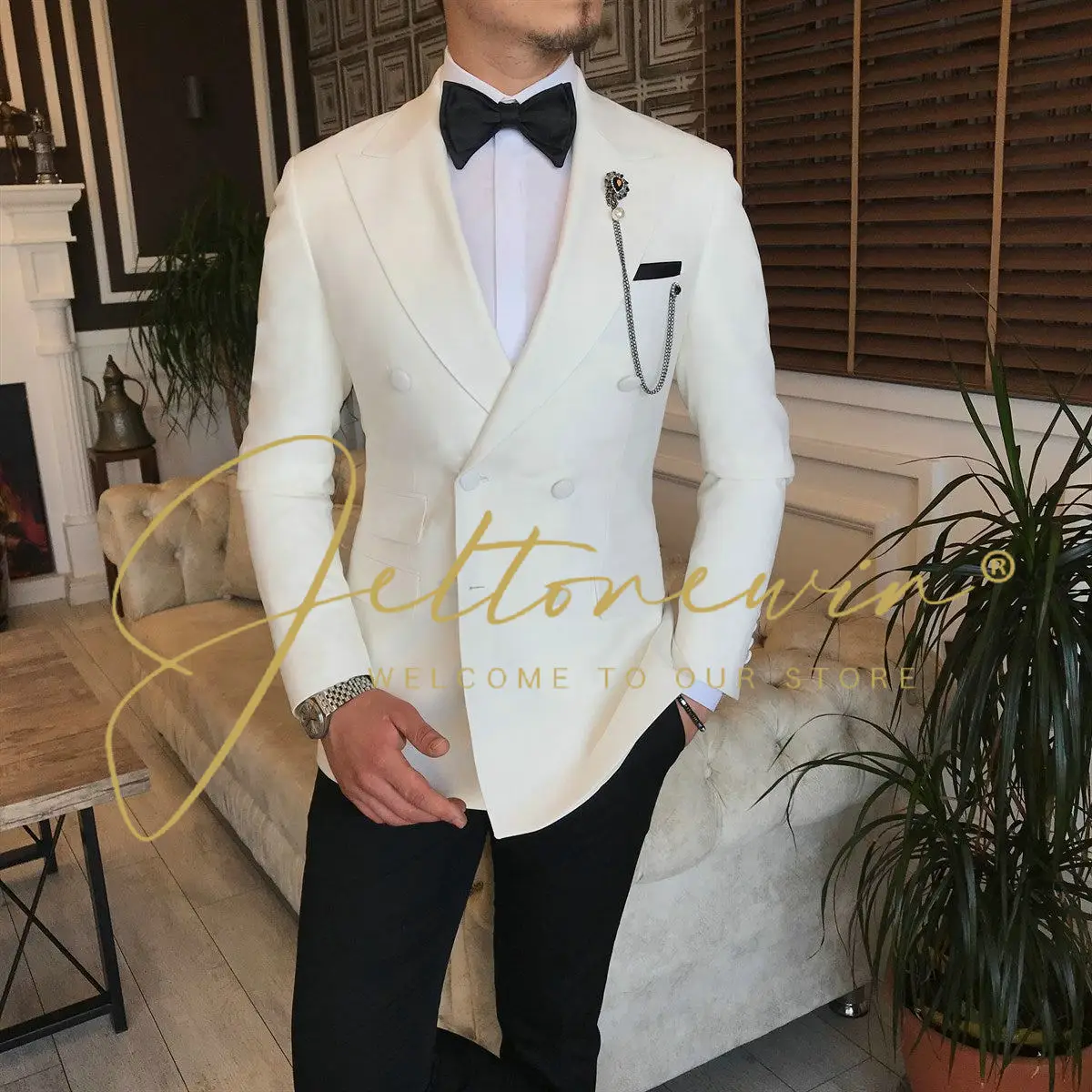 

Men's Suit Double Breasted Business Casual Suit Jacket Thick Men's Blazer Men Prom Suit Wedding Tuxedo Wedding Suits For Men