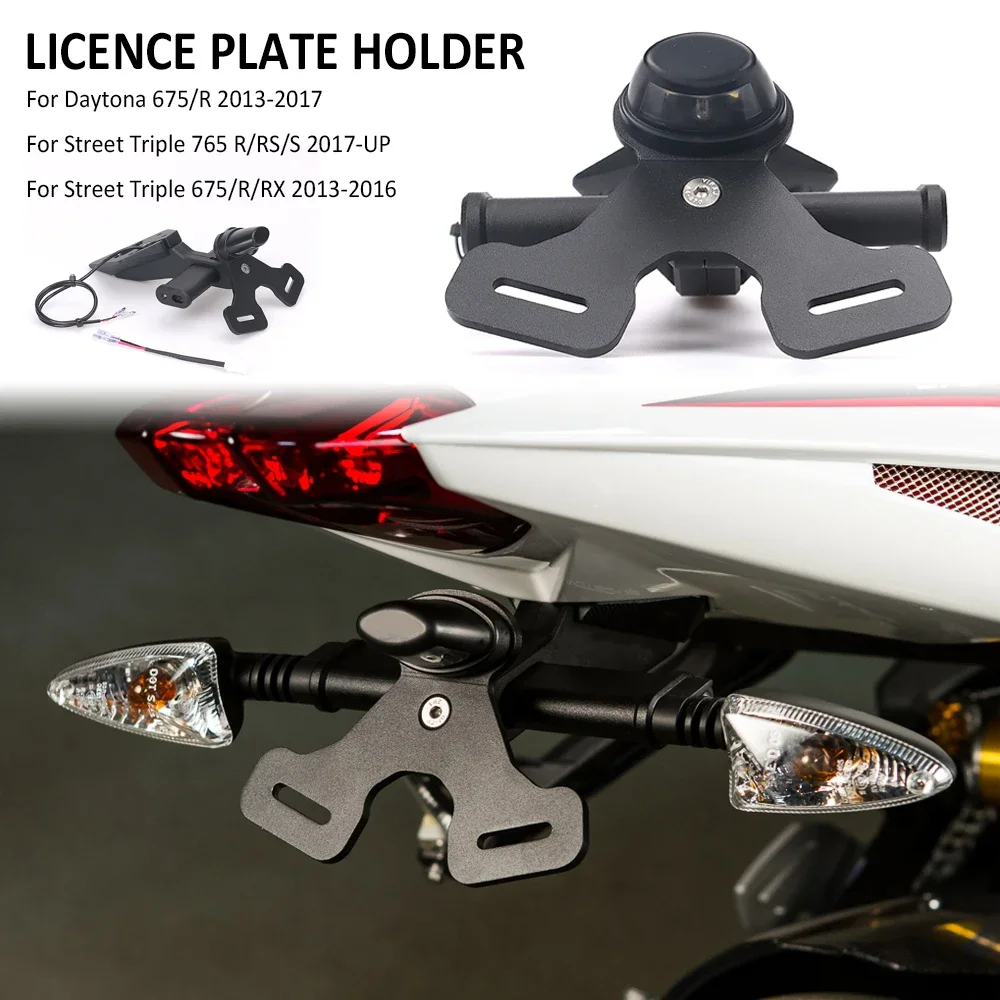 

Motorcycle Rear Short Tail Stock Tidy License Plate Holder Tailstock Bracket Kit For Street Triple 765 R RS S 675 Daytona 675 R