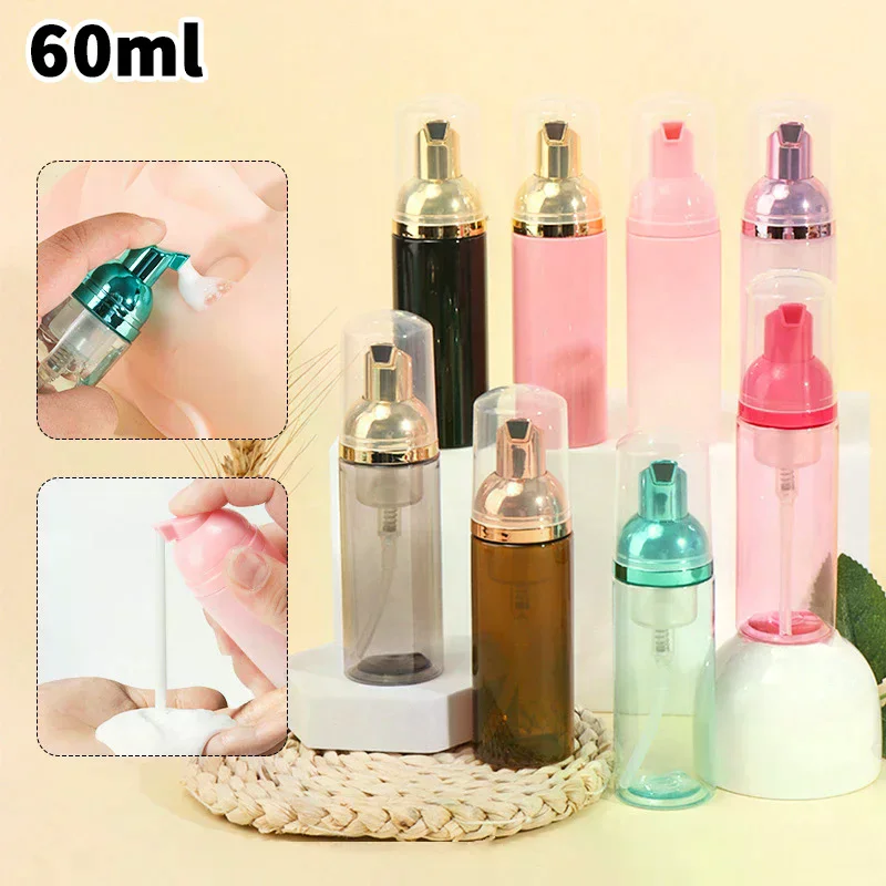 1pcs 60ml Foam Pump Bottle Lash Shampoo Bottles Travel Foam Pump Bottle Empty Plastic Refillable Reusable Mini Soap Dispenser