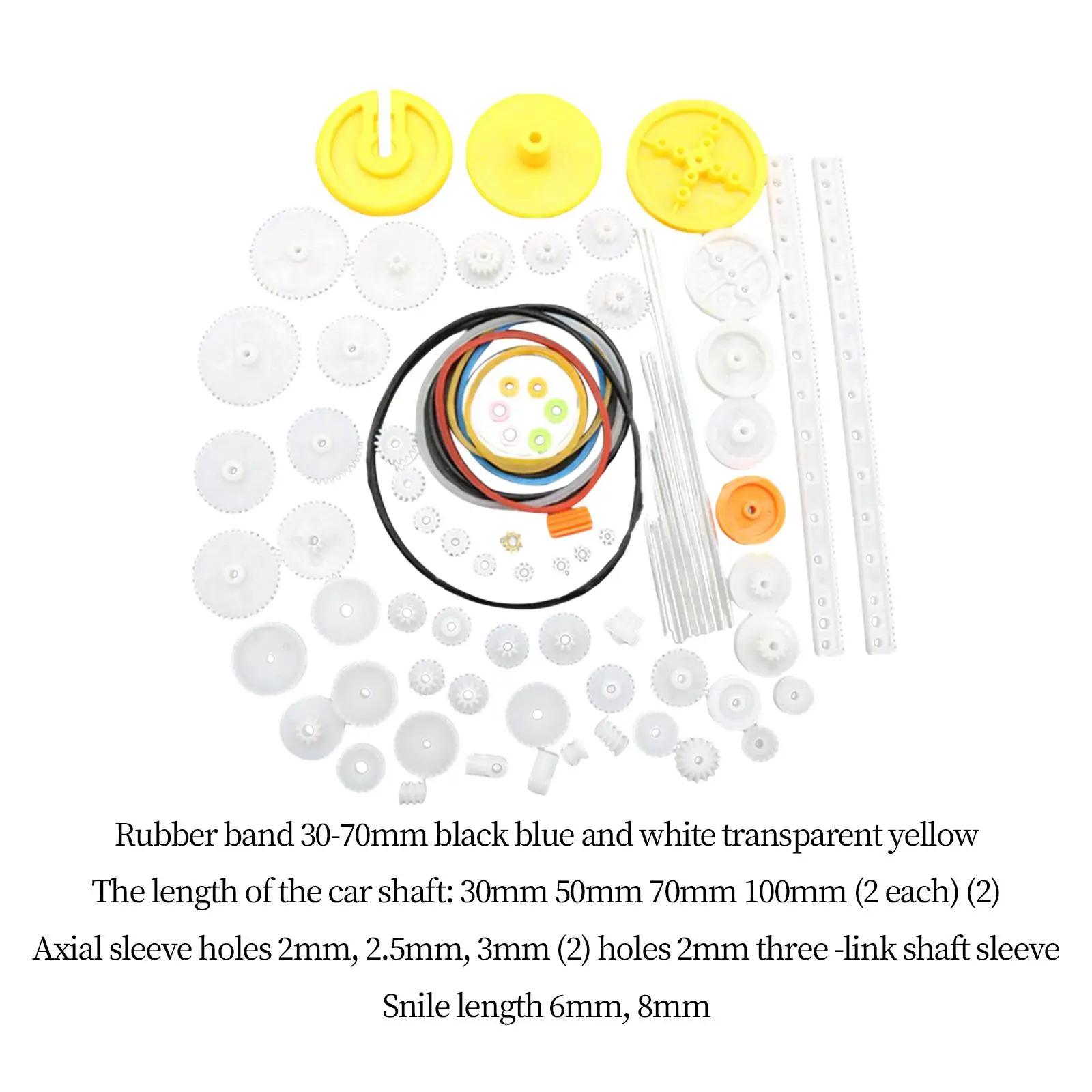 82Pcs Gear Package Kits, Various Gear Axle Belt Bushings, Crown Gear Worm Gear Shaft Belt DIY Set Toy for Car Robot Toy Motor