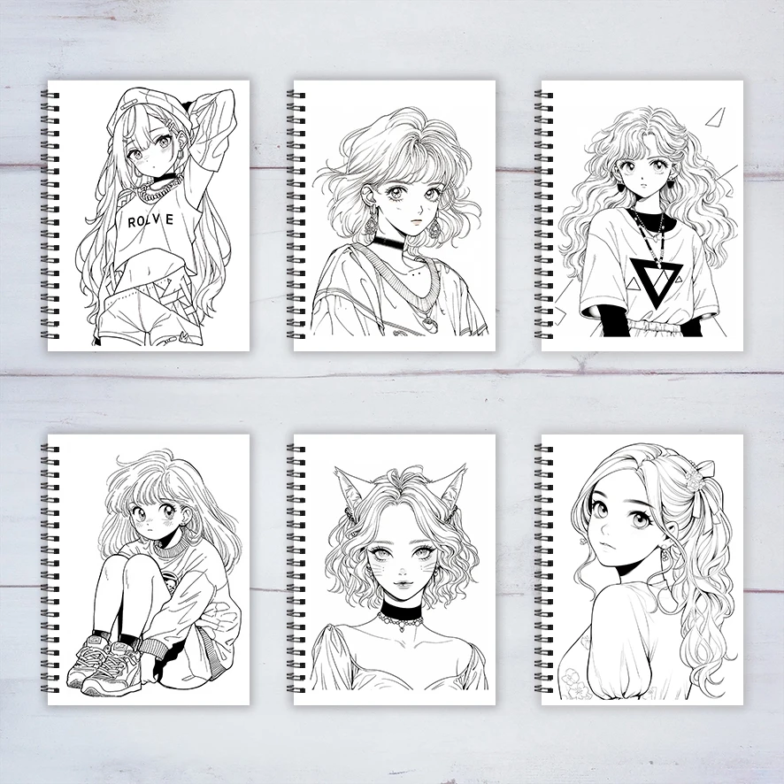 Adult Coloring Book 8.3x11.2 Inches 22 Pages Beauty Character Design Stress Relief Emotion Positivity Focus