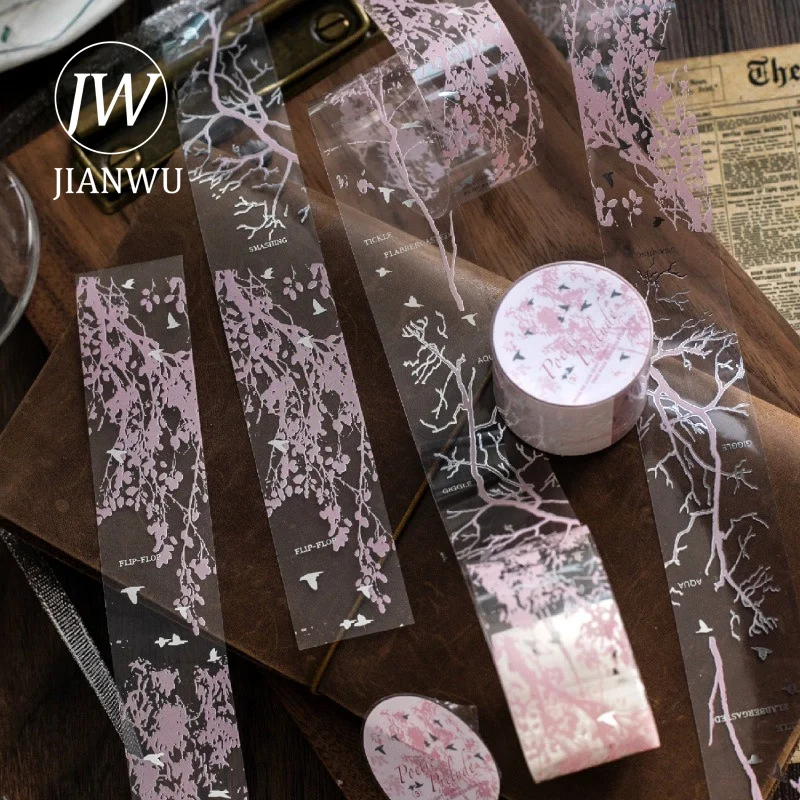 JIANWU 30mm*200cm Vintage Branches Flower Butterfly Landscape Material Collage Scrapbooking PET Tape Creative Journal Stationery