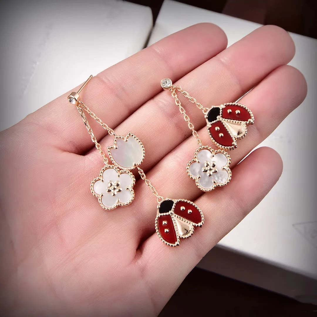 

2025 Spring/Summer Collection: Colorful Tassel Ladybug Dangle Earrings