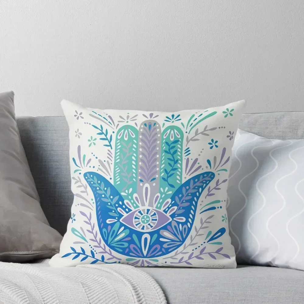 

Hamsa Hand – Blue & Turquoise Palette Throw Pillow Pillowcases Bed Cushions Christmas Pillow Cases Sofa Decorative Covers pillow
