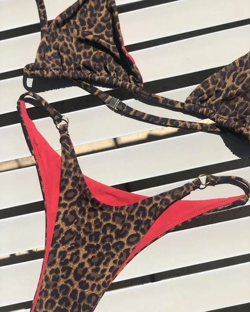 Seksowne Bikini panterki damskie paski Push Up strój kąpielowy trzy punkty Bikini z niską talią stroje kąpielowe damskie letnie bez pleców stroje