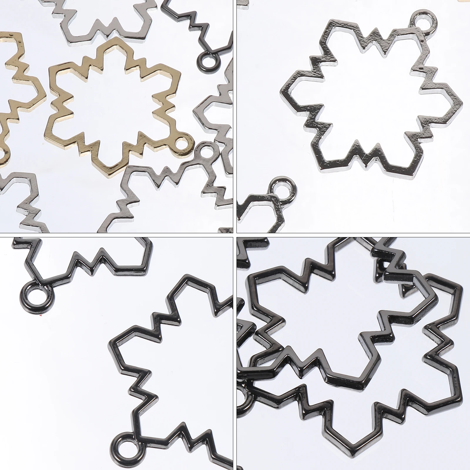 

30 Pcs Snowflake Pendant Epoxy Hollow Mold Christmas Bezel Pendants Resin Frame Alloy for Earrings Frames