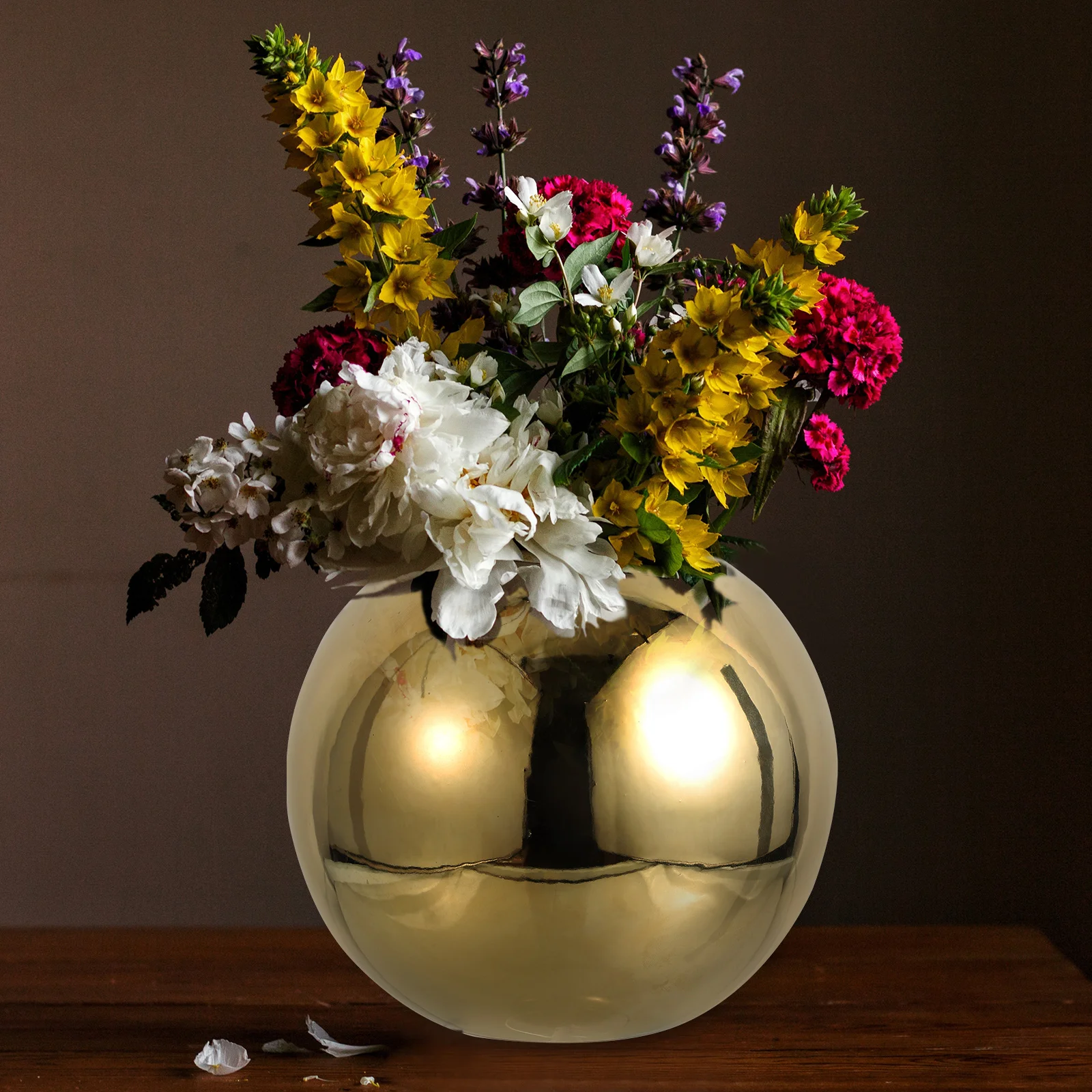 

Electroplated Ceramic Vase Compact Creative Round Desktop Planter Living Room Balcony Decoration Art Vase Plants Container