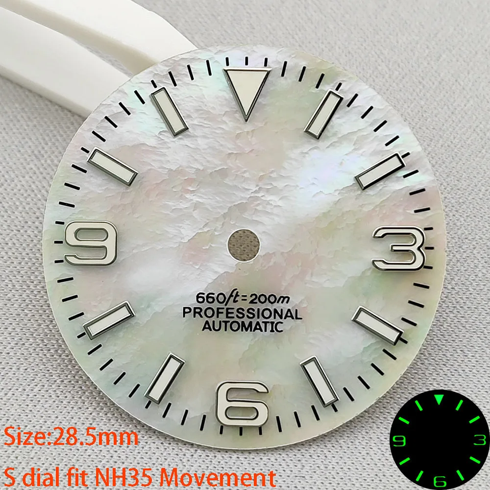 Quadrante dell'orologio da 28,5 mm Quadrante NH35 Quadrante S adatto per lo strumento di riparazione degli accessori dell'orologio con movimento NH35 NH36