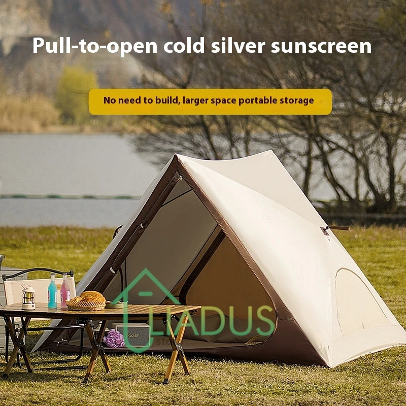 خيمة شاطئ مثلثة، مأوى محمول، مقاوم للشمس، حماية من الأشعة فوق البنفسجية، تخييم خارجي، مظلة سريعة الفتح، خفيفة الوزن وقابلة للطي للرحلات