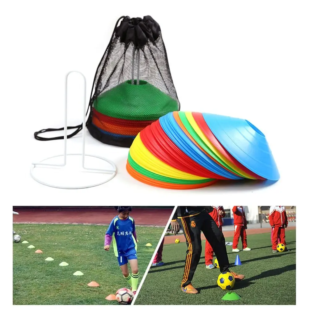 50PCS Multicolor Football Training Logo Disc with Storage Bags Round Mouth Obstacle Cone Equipment Marker