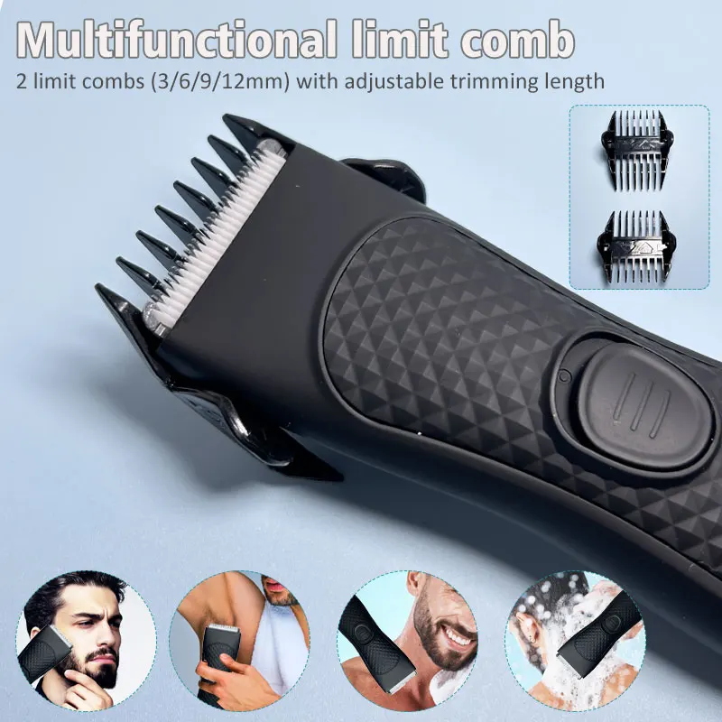 Men's Groin Hair Trimmer, Ball Groomer &Body Trimmer for Men, Waterproof Wet/Dry Clippers, Ultimate Male Hygiene Razor Depilador