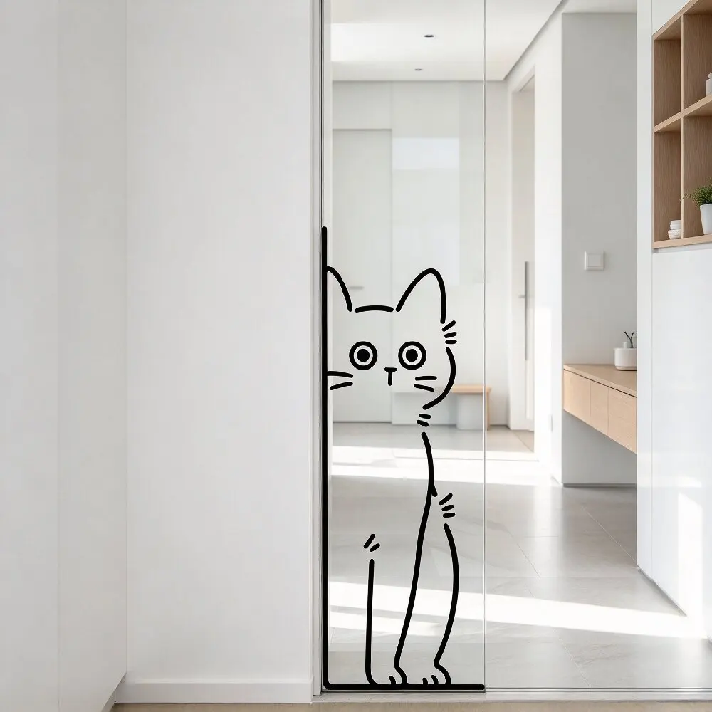 DIY Cute Black Cat Waterpoof Self-adhesive Wall Sticker Home Decoration For Kitchen Fridge Bathroom Kids Room Glass Decals 1/2Pc