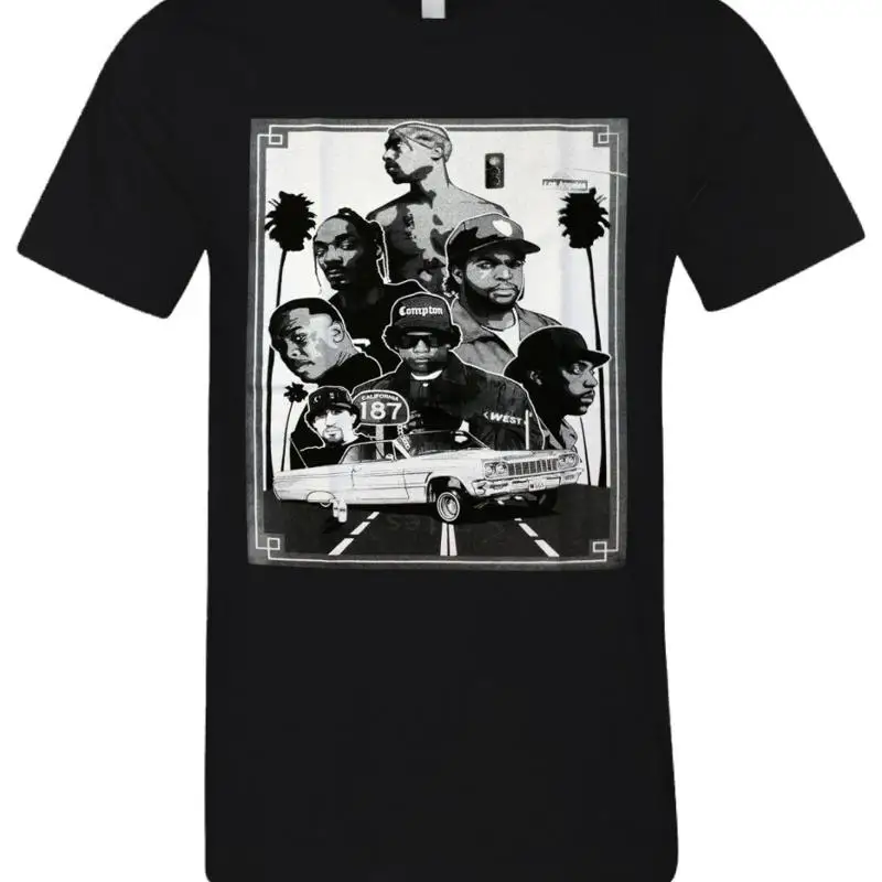 

West Coast Hip Hop Legend 2Pac NWA Death Row Cali Urban Graphic T-Shirt New Blk