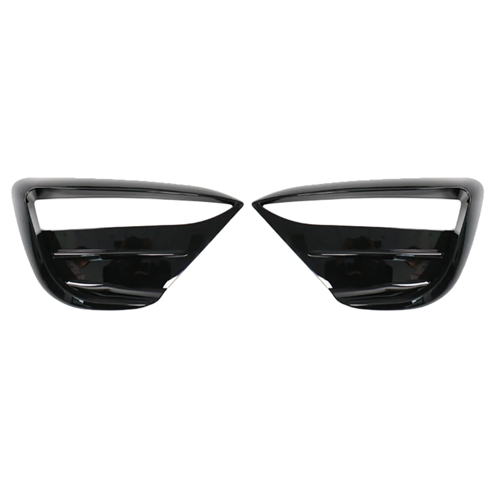 

Car Glossy Black Front Bumper Fog Light Lower Grille Frame Spoiler Splitter Wind Knife for Tesla Model