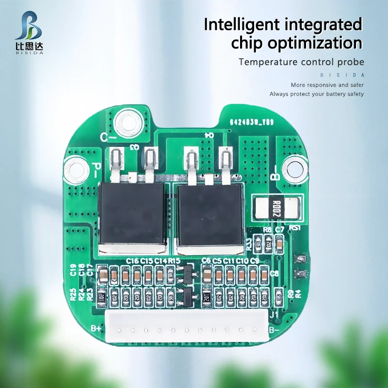 Bisida 10S 36V 15A BMS split port with temperature control for scooter 18650 lithium battery pack 37*37mm