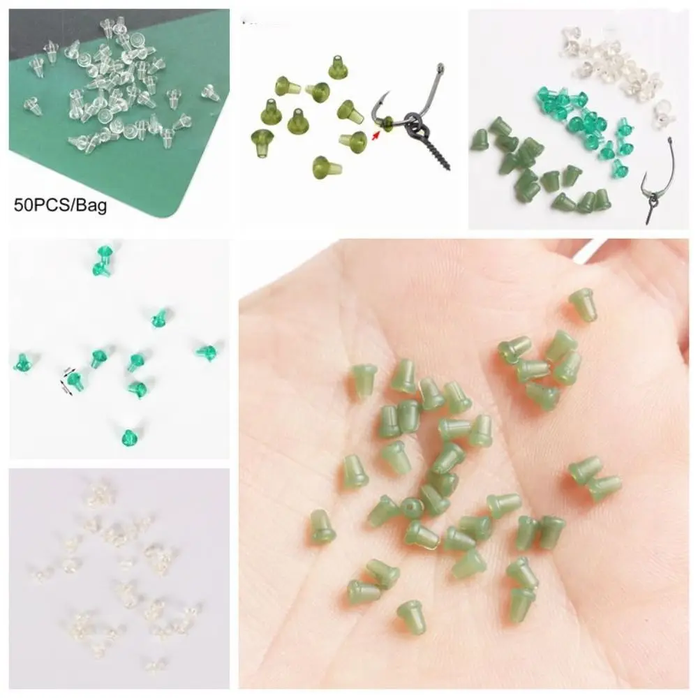 

50Pcs Hook Stops Screw Chod Rigs Fishing Hook Bait Stopper Rubber PVC Fishing Bait Screws Fish Hook Stoper Fishing Accessories