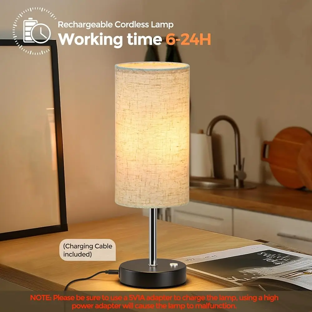 Cordl Lamp Rechargeable 1 Pack, 14.3In Buffet Cordl Table Lamp For Living Room Restaurant, 3 Way Dimmable Touch Control Battery