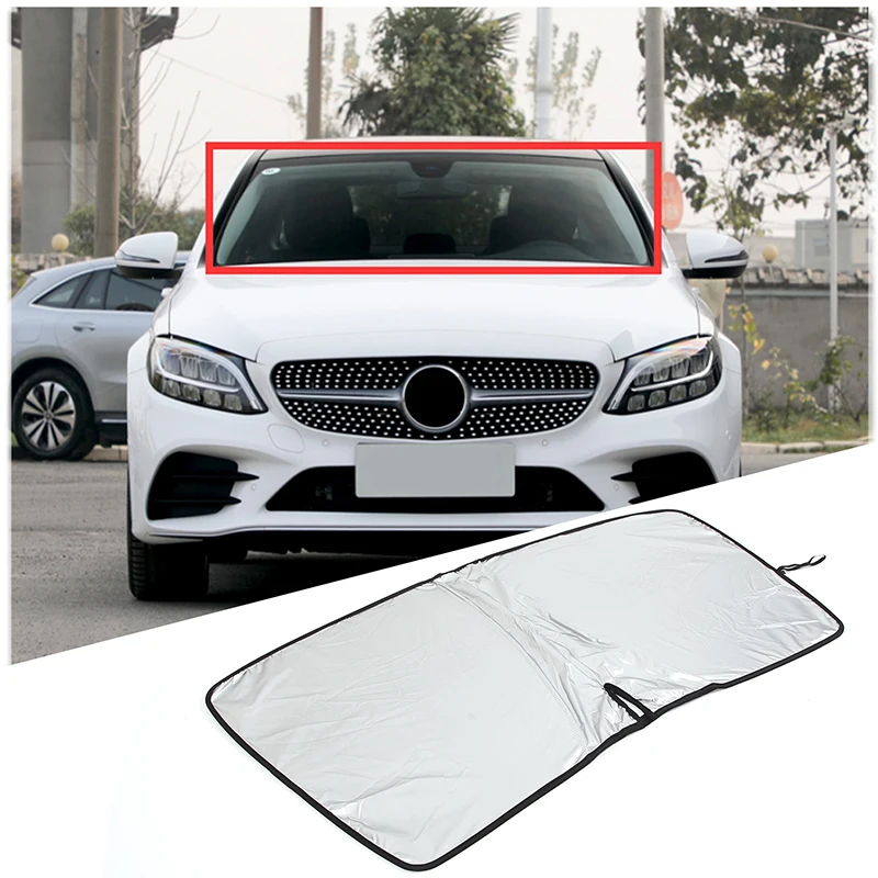 

Car Memory Steel Ring Sun Shade Front Car Sunshade Cover For Mercedes Benz C Class W205 2015-2021 Auto Interior Accessories