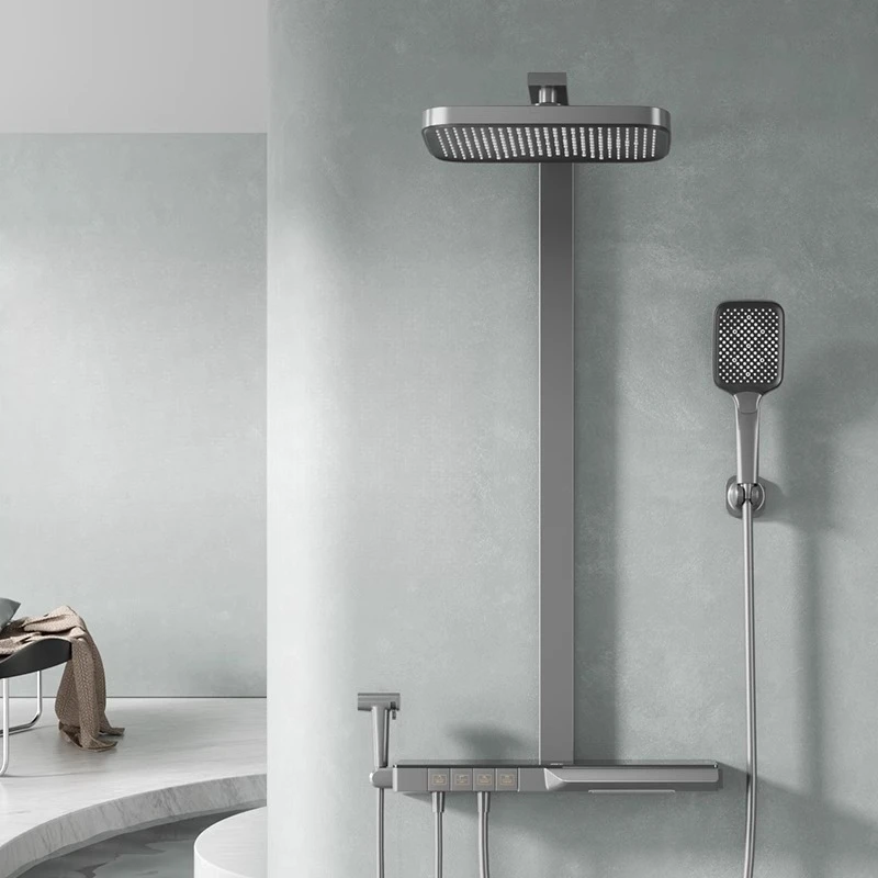 

Thermostatic shower set, all-copper shower household booster nozzle