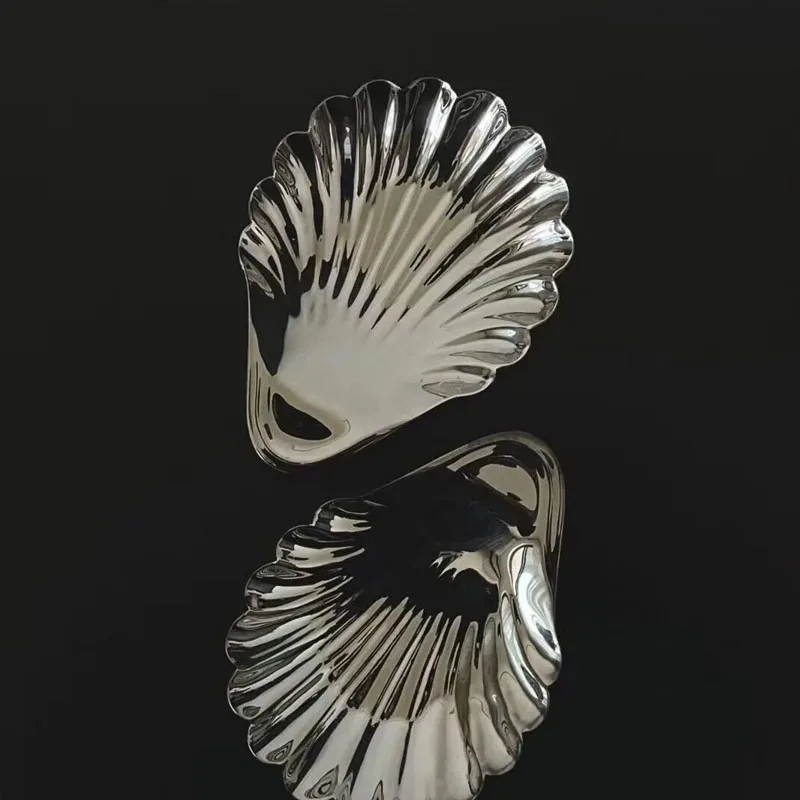 304 Stainless Steel Plate Shell Shaped Dish Metal Dessert Dish Plate Jewelry Storage Metal Tray Soap Box Table Decoration Crafts