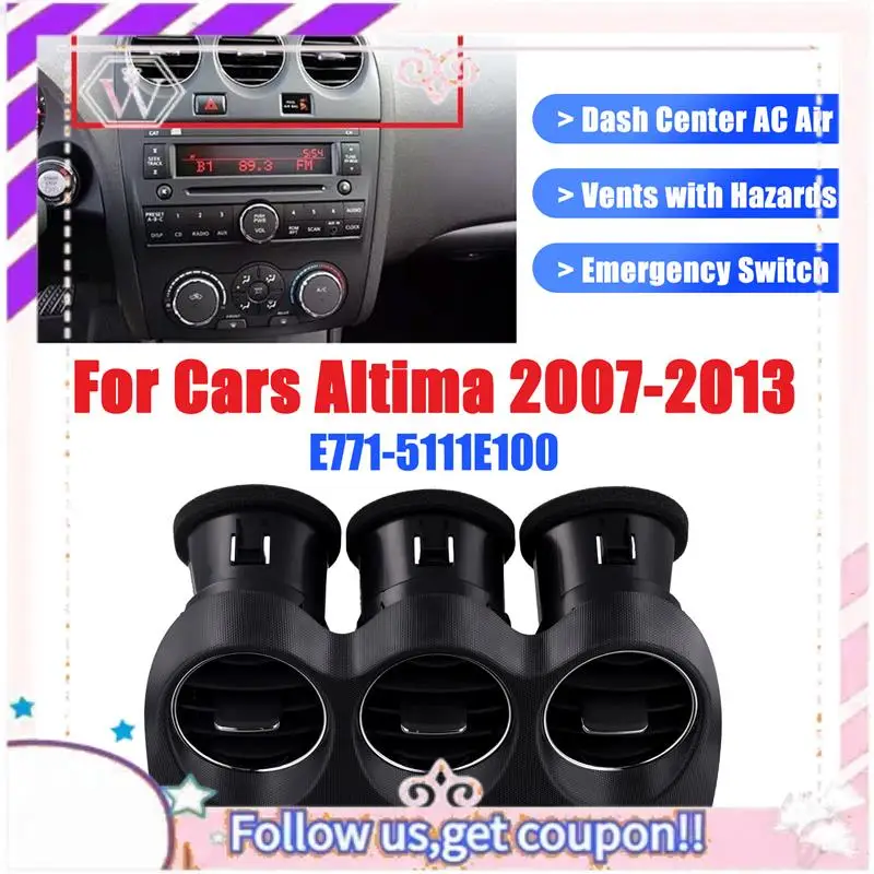 

Easy To Use For Nissan Altima 2006-2012 Dash Air Vent Outlet Air-Conditioning Fresh Air Outlet Vent Center Grille Air Window
