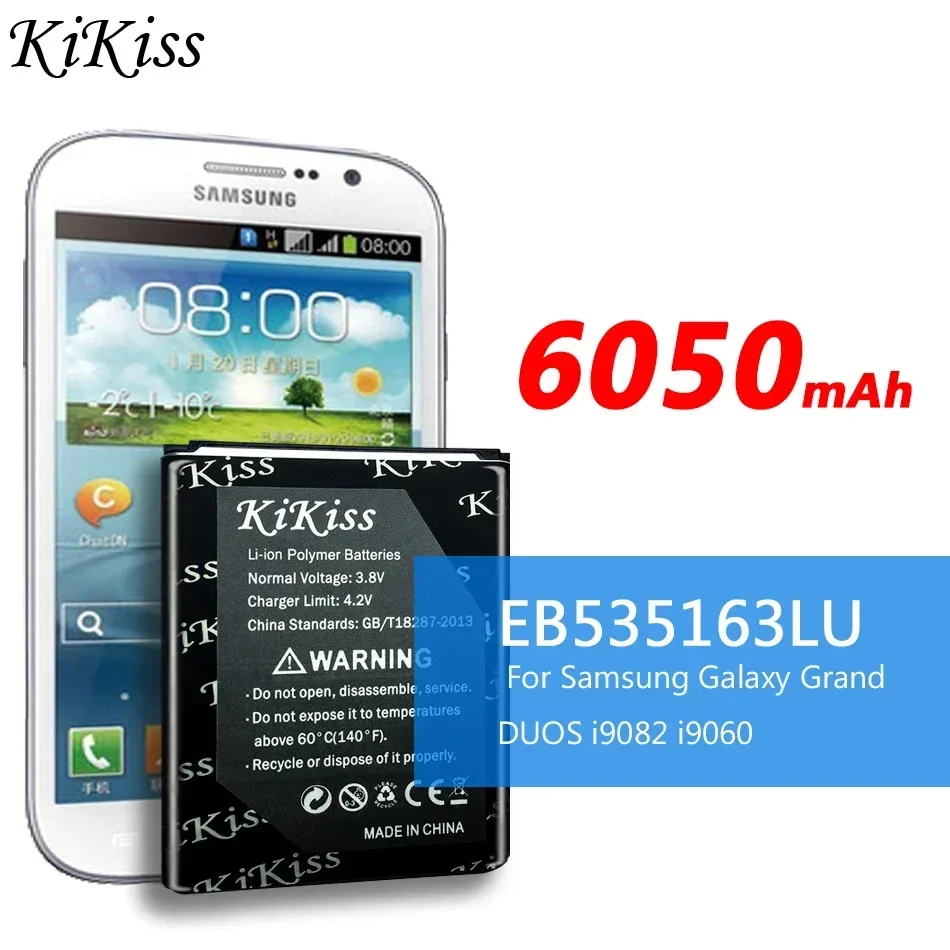 EB535163LU 6050mAh KiKiss Portable Battery For Samsung Galaxy Grand DUOS i9082 i9080 i9128E i9060 i9301 i9118 i9182