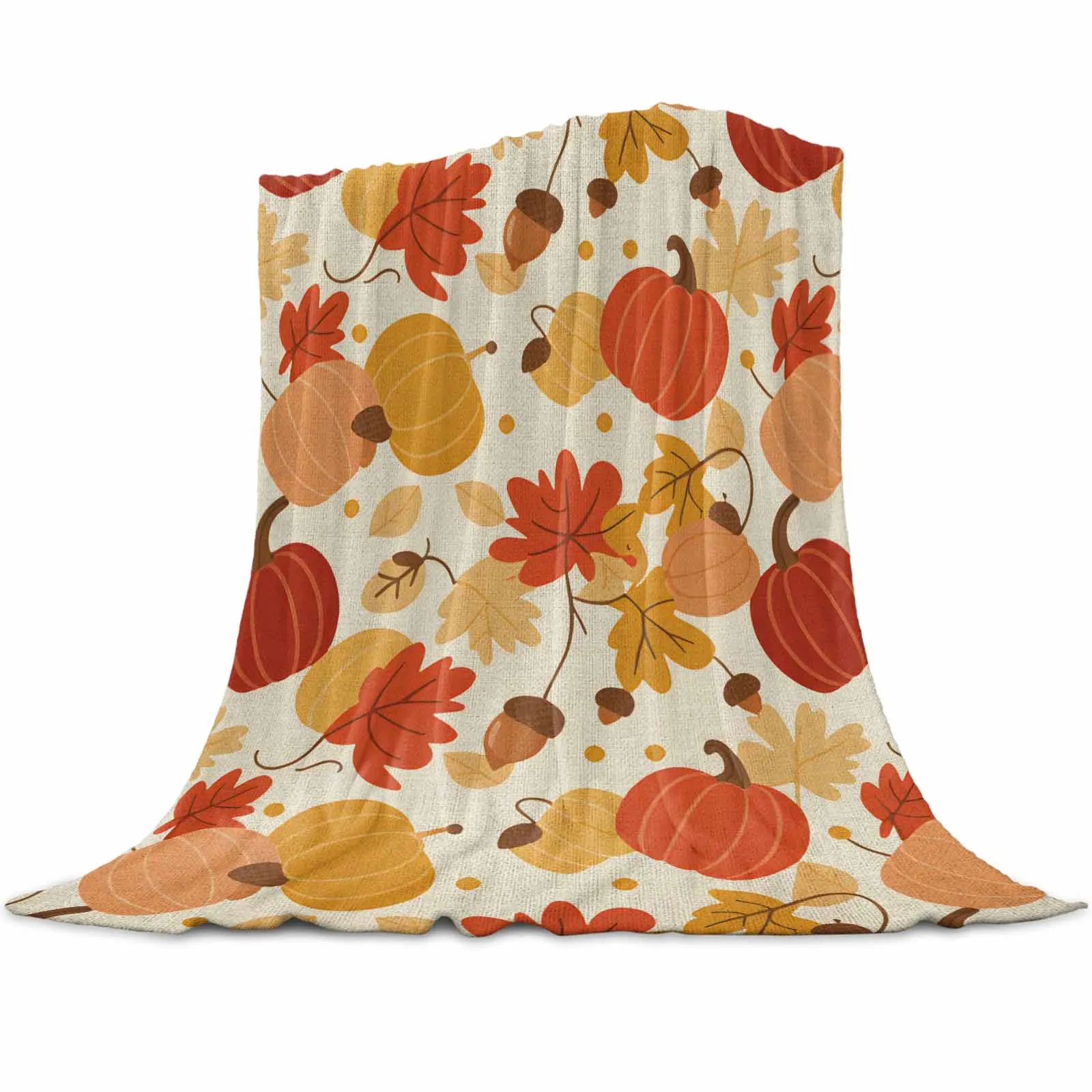

Autumn Acorn Pumpkin Leaf Throws Blankets for Sofa Bed Winter Soft Plush Warm Sofa Throw Blanket Holiday Gifts