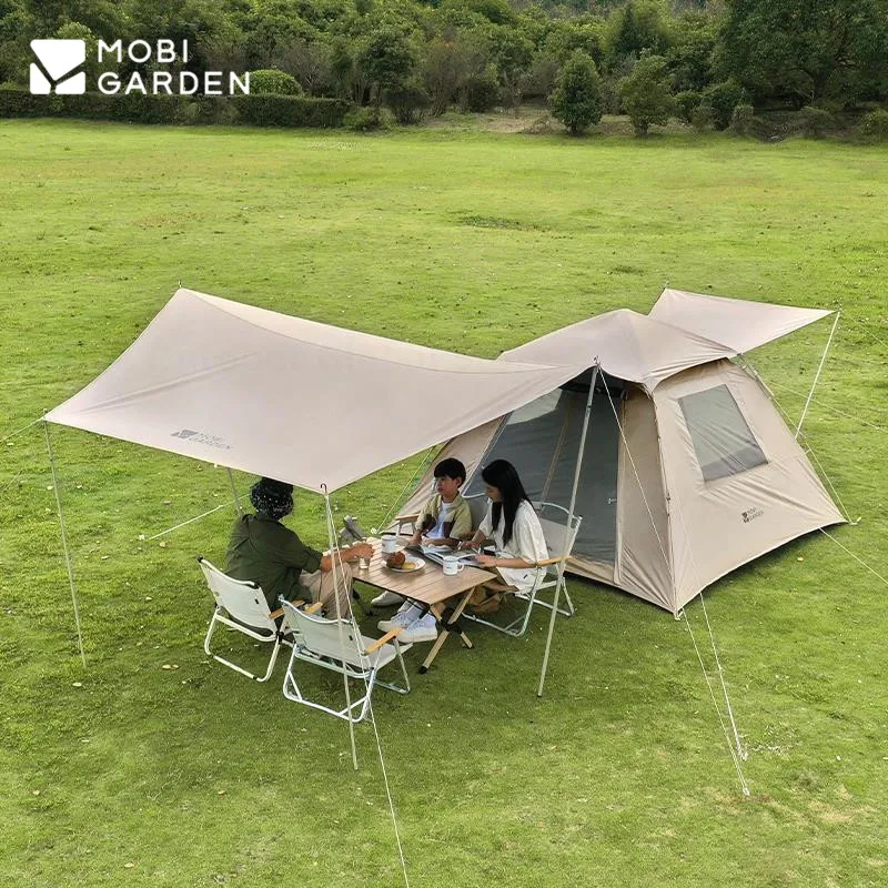 

MOBI GARDEN автоматическая палатка виниловый солнцезащитный крем для кемпинга 3 в 1 палатка с навесом для 3-4 человек парковая пляжная рыбалка 5,76 ㎡ Zero Motion 1555.